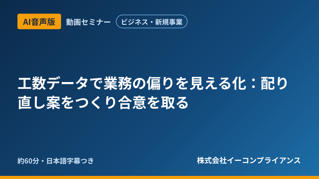 【AI音声版】【ビジネス・新規事業】工数データで業務の偏りを見える化：配り直し案をつくり合意を取る